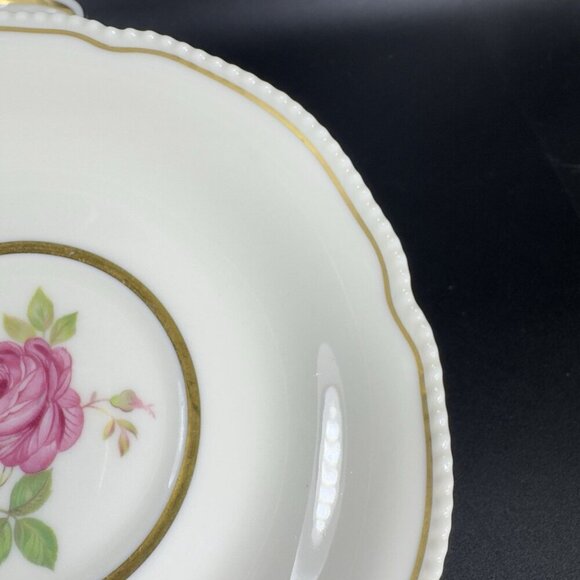 Vintage Castleton China Dolly Madison USA Ivory Pink Rose Teacup And Saucer Set - Picture 8 of 14